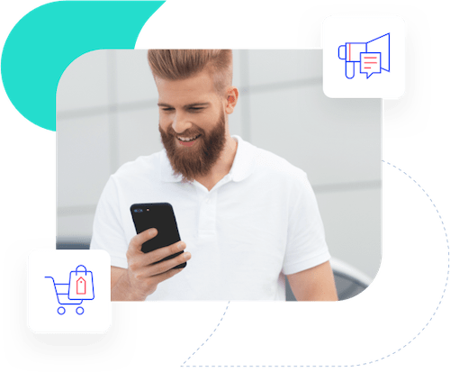 Man receiving a text alert on his android